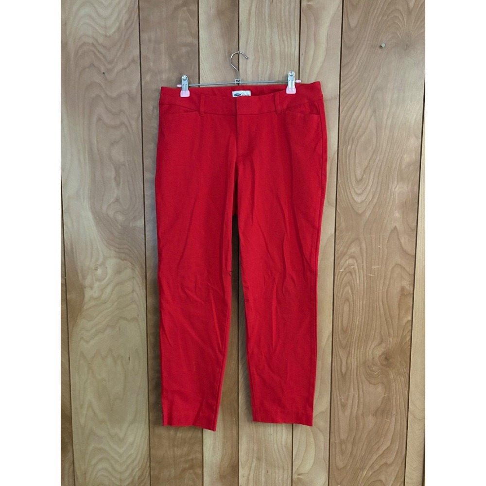 Old Navy Pixie Red Ankle Pants Womens 10 Regular Slim Tapered Mid Rise Chino